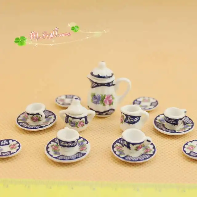 1: 12 кукольный дом мини игровой дом модель подарок игрушка фарфор китайский стиль чайный сервиз