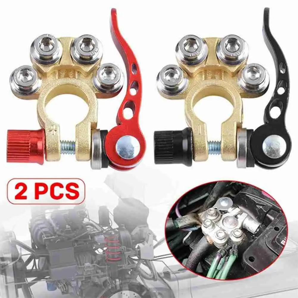 1 Pair Battery Terminal Connector Clamp Quick Release Adjust Disconnect Tool Brass Battery Terminal Clamp Auto