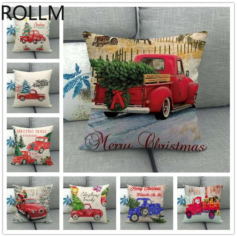 

Christmas Pillow Set Print Christmas Tree Car Sofa Bed Pillowcase Bedroom Christmas Pillow Set Home Decorations for Christmas