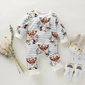 

Adorable Newborn Baby Girl Boy Rompers Kid Clothes Flower Striped Jumpsuit Long Sleeve Playsuit Autumn Winter Clothes 0-18M