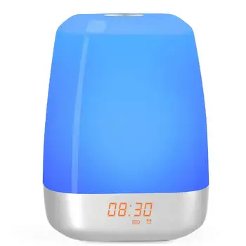 

Wake-Up Light Alarm Clock-Sunrise Simulation Digital Led Clock With Heavy Sleepers-Press Control Multicolor Dimmable, Usb Rechar