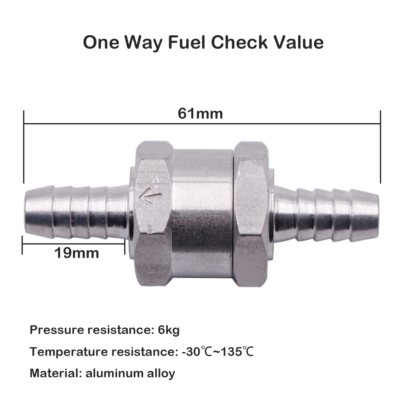 Fuel Non Return Check Valve Aluminium Alloy Petrol Diesel Water Fuel Line One Way Check Valve for Car Motorcycle Caravan Ship