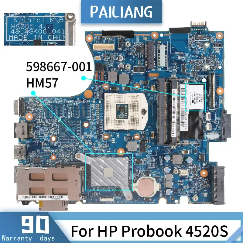 Parpailiang-placa-mãe para Laptop hp Probook 4520s Placa Principal Retrovisora Hm57 Ddr3 Placa-mãe para notebook - Imagem 2