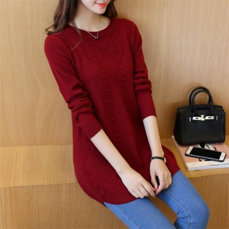 

Autumn and Winter New Long Temperament Sweater Korean Version Of The Large Size Women's Slim Bottoming Shirt Pullover Sweater