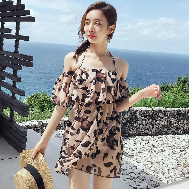 

New Style Two-piece Swimsuits Women's Three-piece Set Bikini Graceful Belly Covering Small Bust Gathering Bubble Hot Spring Tour