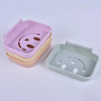 

Wall Mounted Self Adhesive Soap Dishes Soap Sponge Dish No Drilling Storage Box Rack Shelf Double Drain Bathroom Soap Holder