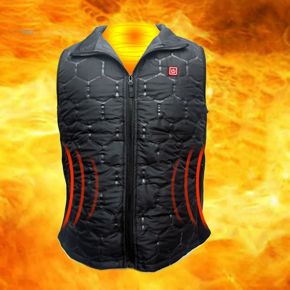 Для мужчин Для женщин электрический зимние обогреваемая одежда жилеты из углеродного волокна зимние Куртка из искусственной кожи PU жилет 5В USB 3-скоростной термостат - Цвет: as show