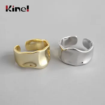 

Kinel 925 sterling silver European and American jewelry simple irregular concave-convex ring fashion tide flow open ring