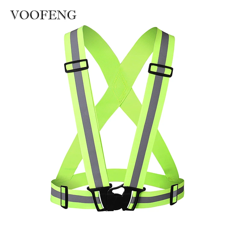 

VOOFENG High Visibility Safety Reflective Vest Adjustable Vest Elastic Stripes Jacket for Night Running Cycling Outdoor Sports