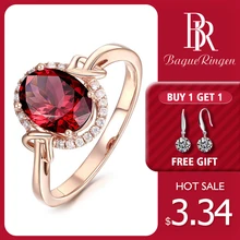 Bague Ringen розовое золото Цвет с красным фианитом кольца для Для женщин Свадебная вечеринка Модные украшения кольцо подарки аксессуары