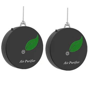 

2Pack Personal Wearable Air Purifier Necklace Mini Portable Air Freshner Ionizer Negative Ion Generator Black