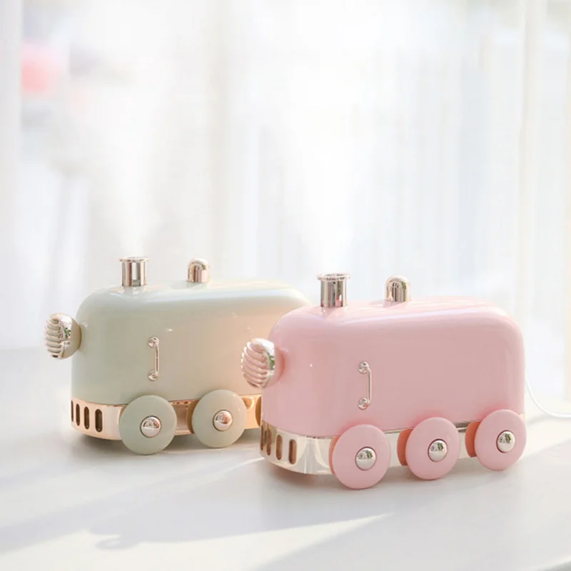 

300ml Ultrasonic Humidifier Retro Mini Train USB Aroma Air Diffuser Essential Oil Mist Maker Fogger With Color LED Light