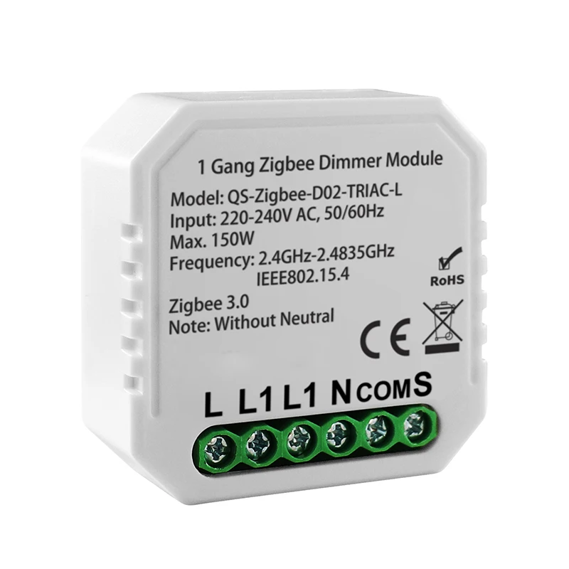 Lonsonho Tuya Smart Zigbee Dimmer Switch Module 220v No Neutral Support Zigbee2mqtt Home