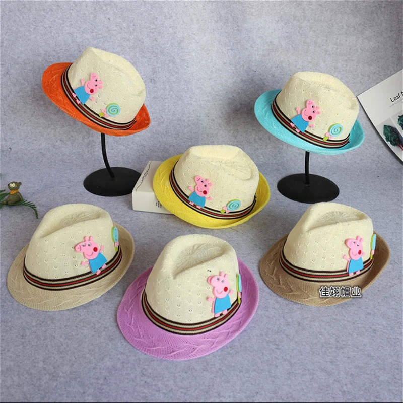 

2020 New Arrivals Peppa Pig Summer Children's Hat for Girls Sun Visor Hat Anime Figures Toys for Boys Baby Hat Birthday Gifts 2A
