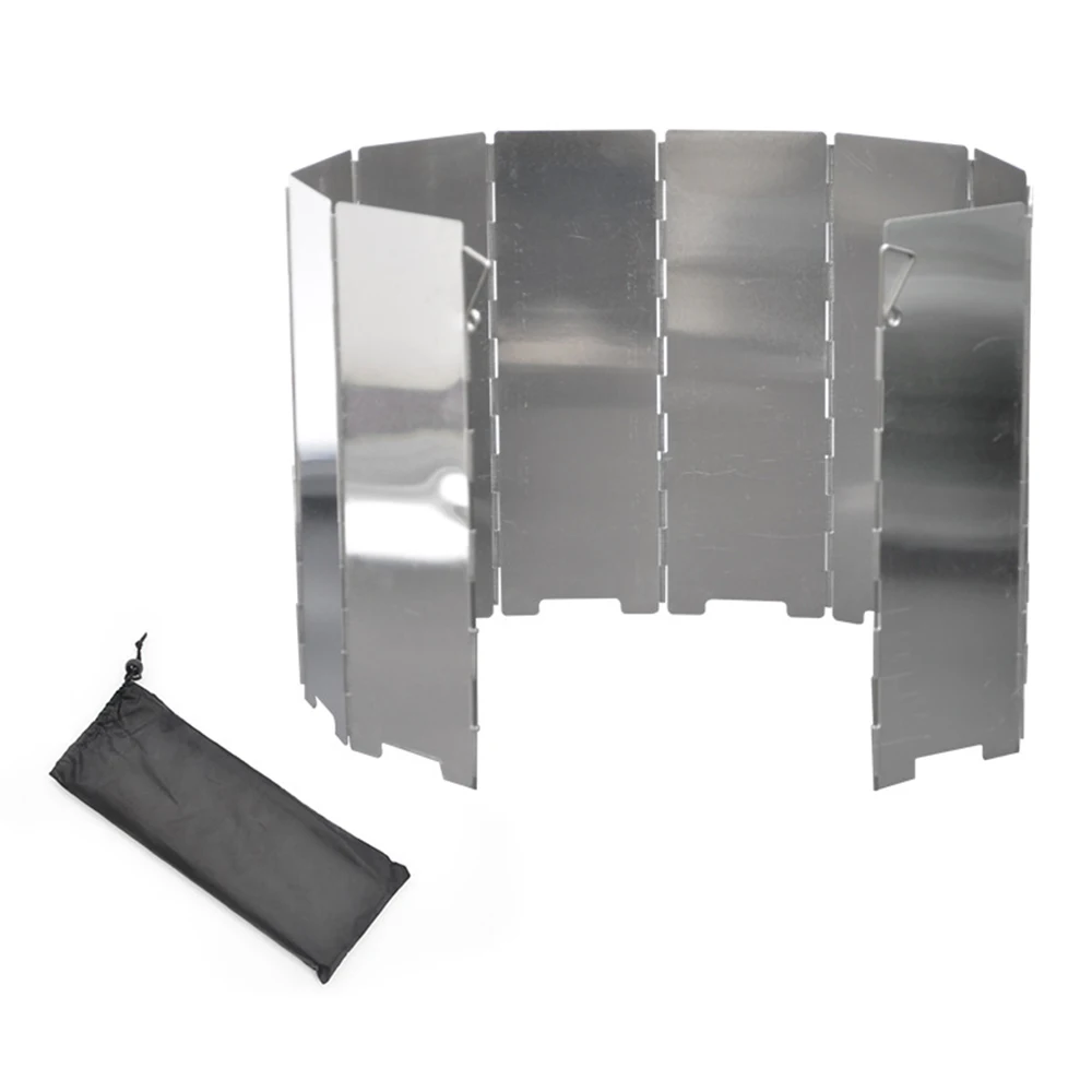 

10 Plates Aluminium Alloy Fold Camping Cooker Gas Stove Wind Shield Screen Windproof Foldable BBQ Outdoor Aluminum Windshield