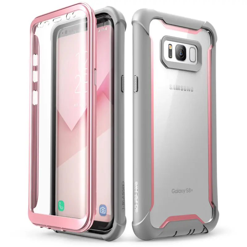 Pink I-BLASON чехол для samsung Galaxy S8, 5,8 дюймов, серия Ares, полный корпус, прочный, прозрачный, бампер, чехол со встроенной защитой экрана - Цвет: Pink