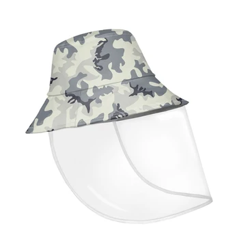 

Customized Blue and White Camouflage Pattern Bucket Hat Cute For Men Women Breathable Fishman Hat With Face Mask Chinese Sombre
