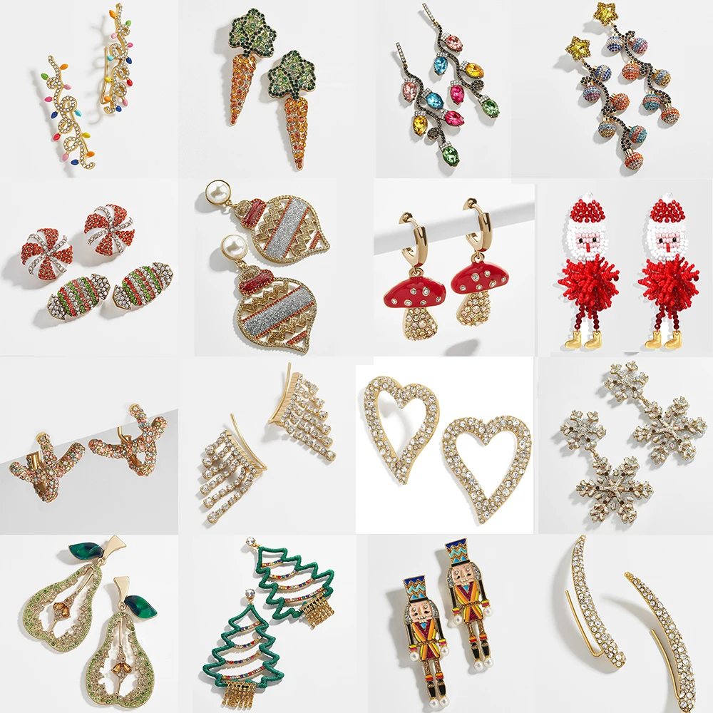 

Miwens Bauble Bar Colorful Crystal Crawlers Trimmings Dangle Earrings Women Christmas Wrapped Tree Statement Earrings Jewelry