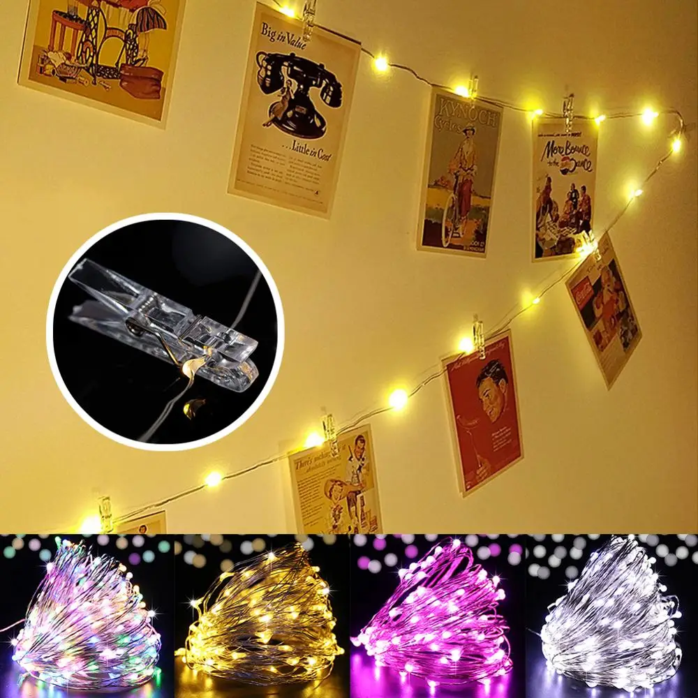 

LED String Lights Card Photo Clip 1m 2m 3m 4m 5m 10m Christmas Festival Party Wedding Lamp Home Decoration led light