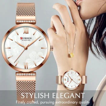 

2019 CURREN Fashion Women's Quartz Watches Waterproof Clock Lady Sport Watch Woman Rose Gold Steel Wrist Watch Relogio Feminino