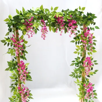 

2M Wisteria Artificial Flowers Decor Mr&Mrs Wedding Rustic Party Marriage Weeding Party Miss To Mrs Bridal Shower Arch Decor