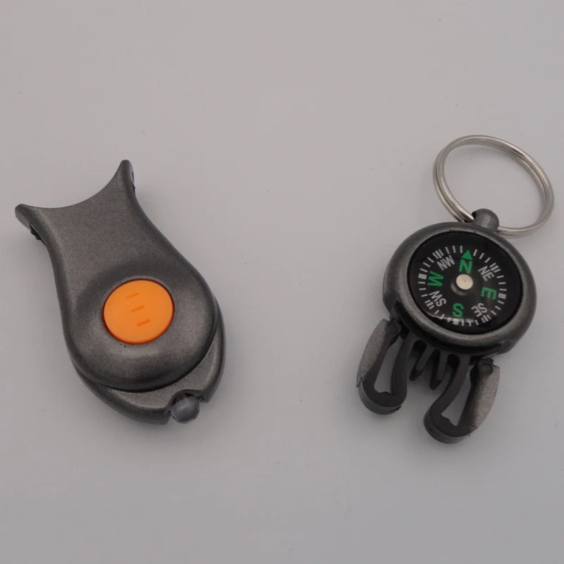 2 в 1 Многофункциональный светодиодный компас-брелок для ключей, портативный инструмент для выживания в путешествиях, аварийные аксессуары
