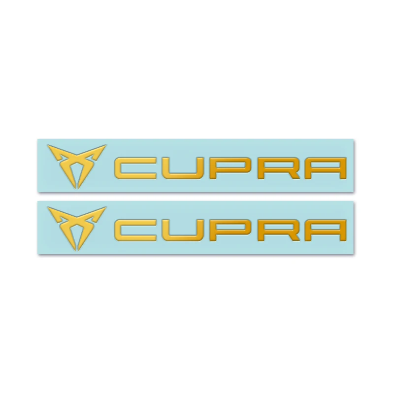 Автомобильный дизайн, 3D эмблема CUPRA, никелевые металлические автомобильные наклейки, декоративные наклейки для сиденья Leon FR+ Ibiza Cupra Altea Belt Racing - Название цвета: Gold-2pcs