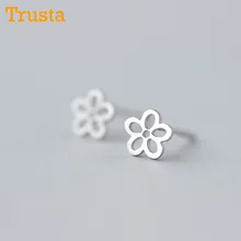 Trusta новые 925 пробы серебряные женские ювелирные изделия Модные крошечные 6 мм X 6 мм Цветок серьги-гвоздики подарок для девочек Дети Леди DS101
