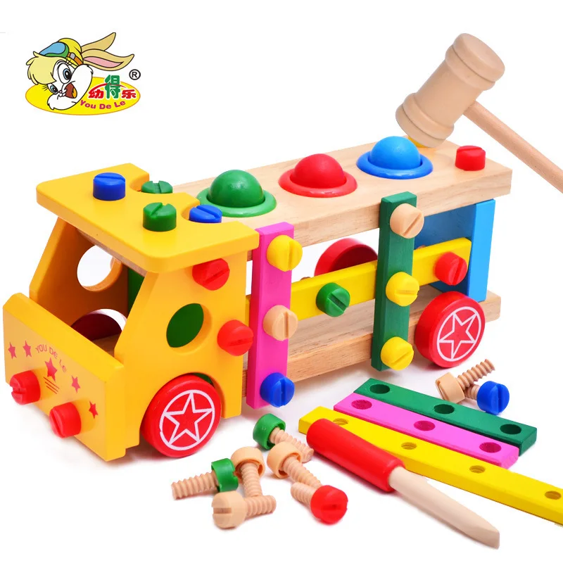 

Disassembly Nut che bao Assembled Combination Assembly Engineering Screw Car Children Early Childhood Educational Wooden Toys