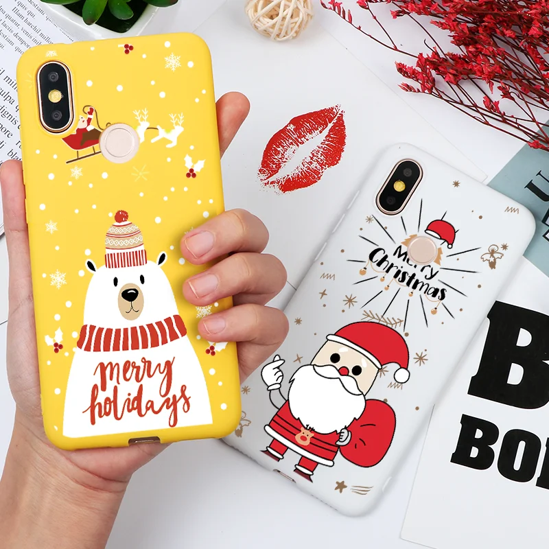

Cartoon Christmas Matte Cases For Xaiomi Mi CC9e CC9 A2 A1 5X 6X 9T Pro 9 SE 8 Lite Redmi Note 7 6 5 K20 Pro 7A Covers Soft TPU