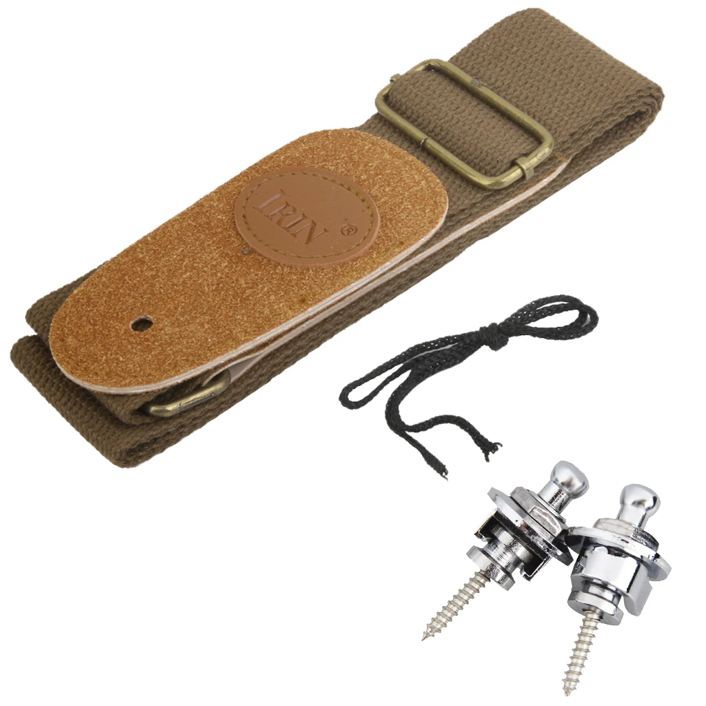 Musical Instrument Straplocks Strap Lock Button Chrome With Leather Ends Strap