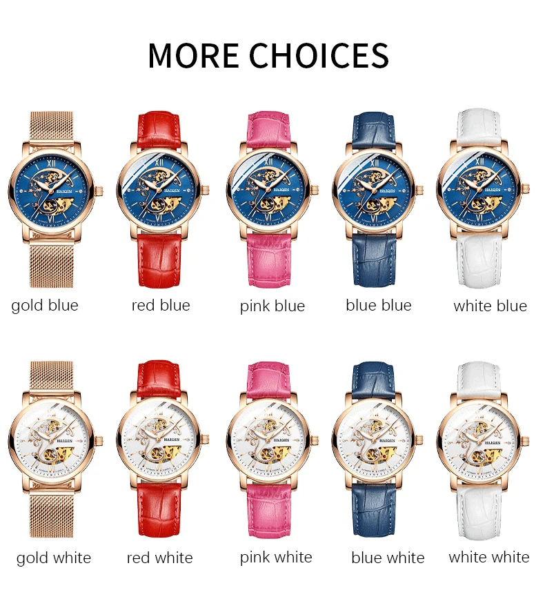 HAIQIN, Модные Золотые механические Женские часы, женские часы, Топ бренд, роскошные часы, женские наручные часы, женские часы