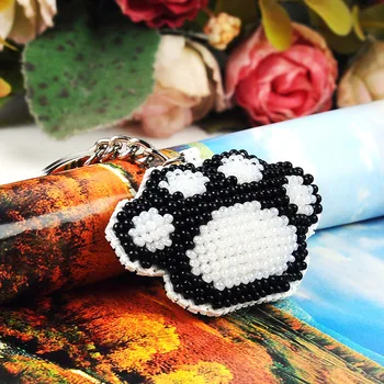 

Ddecoration Car Key Chain Accessories Stamped Crafts DIY Printed Cross-Stitching-Kit Embroidery Stich-Bead Needlework Y044