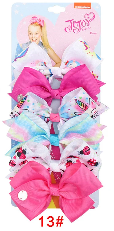 Hair Bows 13 6 шт./лот, 5 дюймов, бант зажим для волос, рождественские банты для волос для детей, девочек, ручная работа, шпилька-бант, заколка, детские аксессуары для волос - Цвет: Hair Bows 13