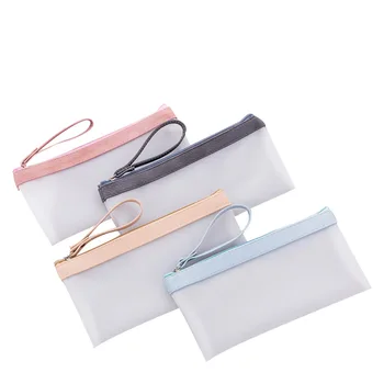 

Student Stationery Bag Transparent Scrub Pen Bag Simple Pencil Box Stationery Pen Box Storage Bag File Bag Bill Bag