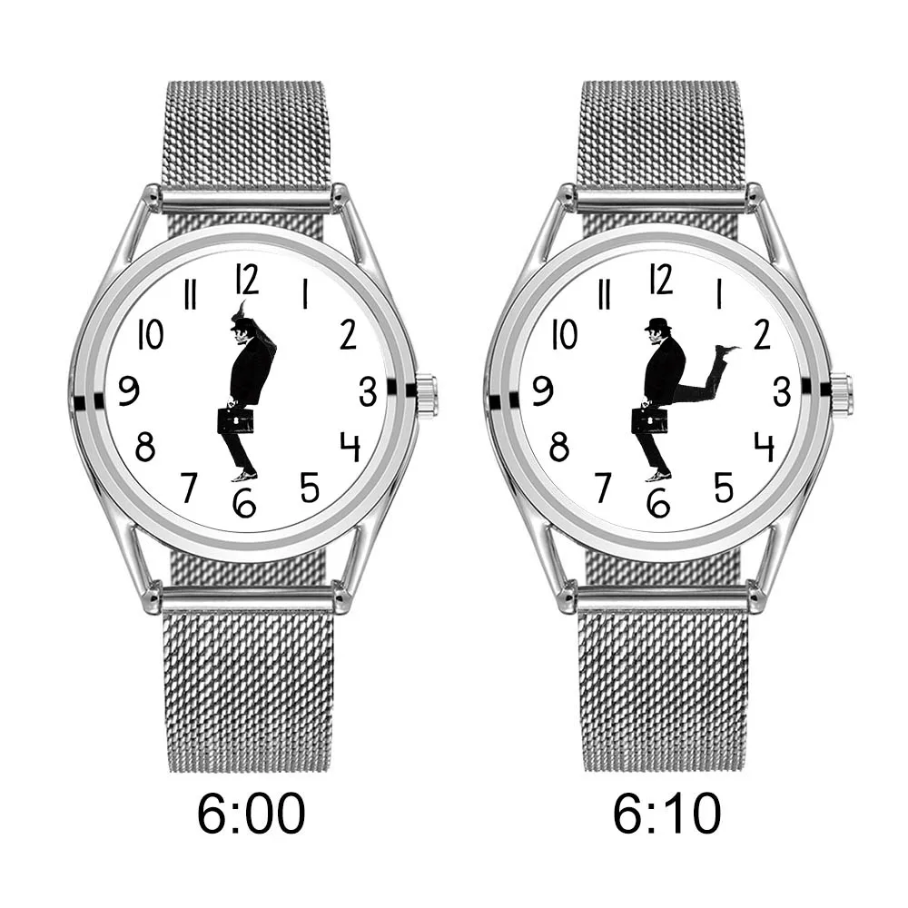 FEB 30TH Walking Men Design Creative Designed Men Unisex Watch 3ATM  Water resistant Stainless Steel Band 4