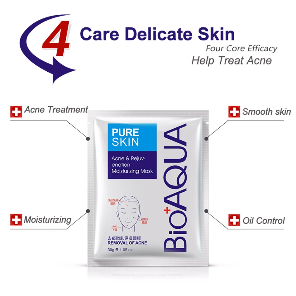 OEM/ODM BIOAQUA Anti Acne Moisturizing hyaluronic acid essence mask for female