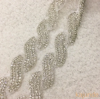

Wedding dress decoration ab rhinestone strip accessories bridal belt girdle lace trim hotfix chain 1yard