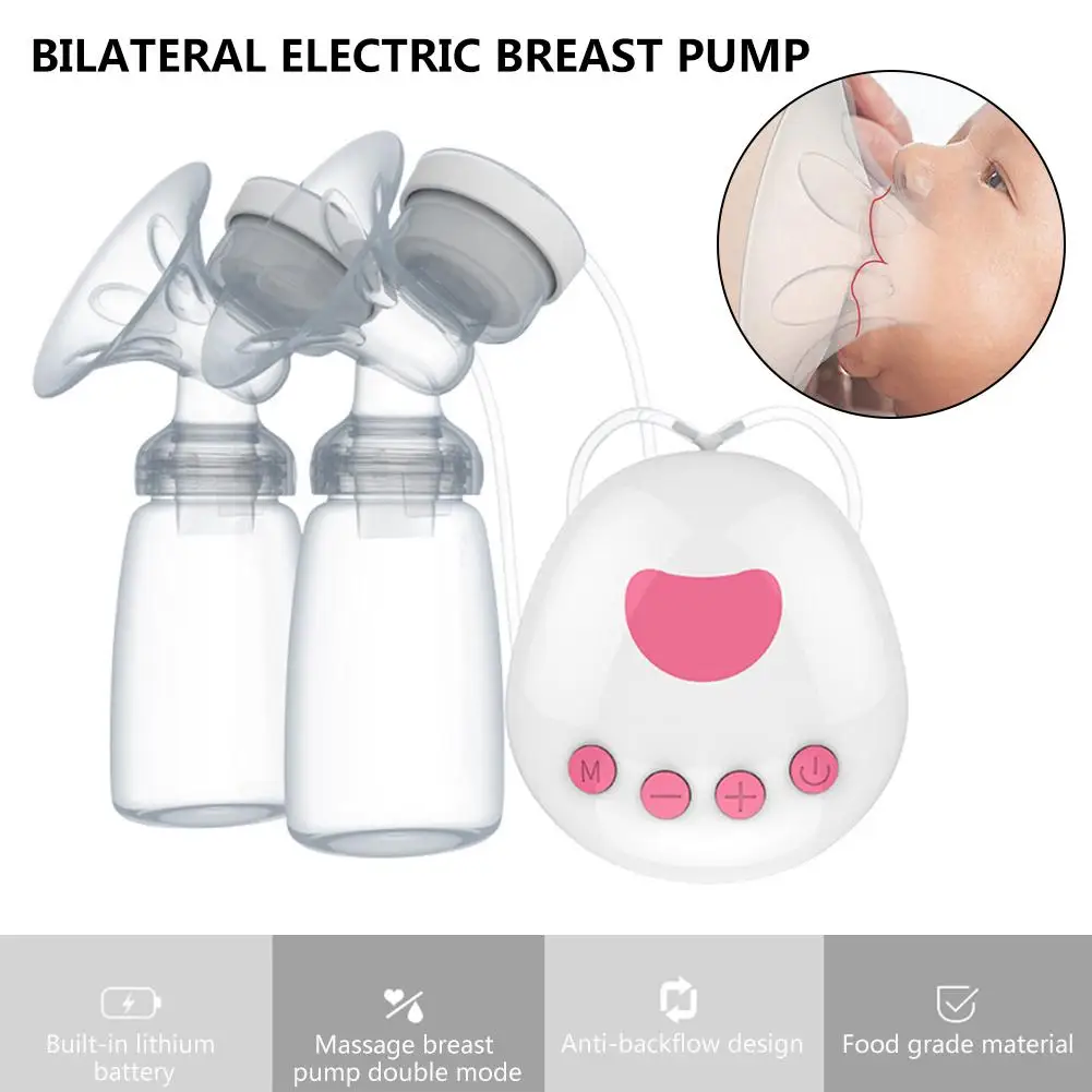 USB Bilateral Breast Pump Suction Automatic Massage Electric Breast Pump White 