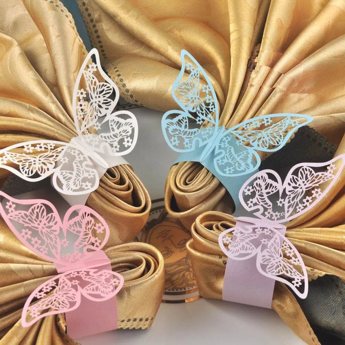 

12pcs Reflective Hollow Butterfly Paper Cutting Name Cards Tableware Decoration Supplies For Cups Wedding Party Meetings