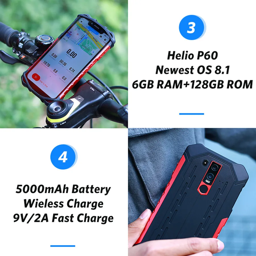 Ulefone Armor 6 6," Android 8,1 Водонепроницаемый 6 ГБ 128 ГБ Otca-core Helio P60 распознавание лица Беспроводная зарядка две камеры NFC мобильный телефон