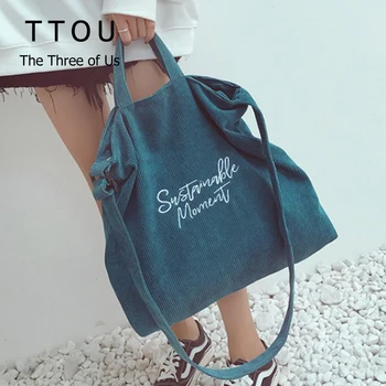 

Women Corduroy Canvas Tote Ladies Casual Shoulder Bag Shopping Shopper Hand Bags For Female Messenger Korean Fashion Handbag Bag