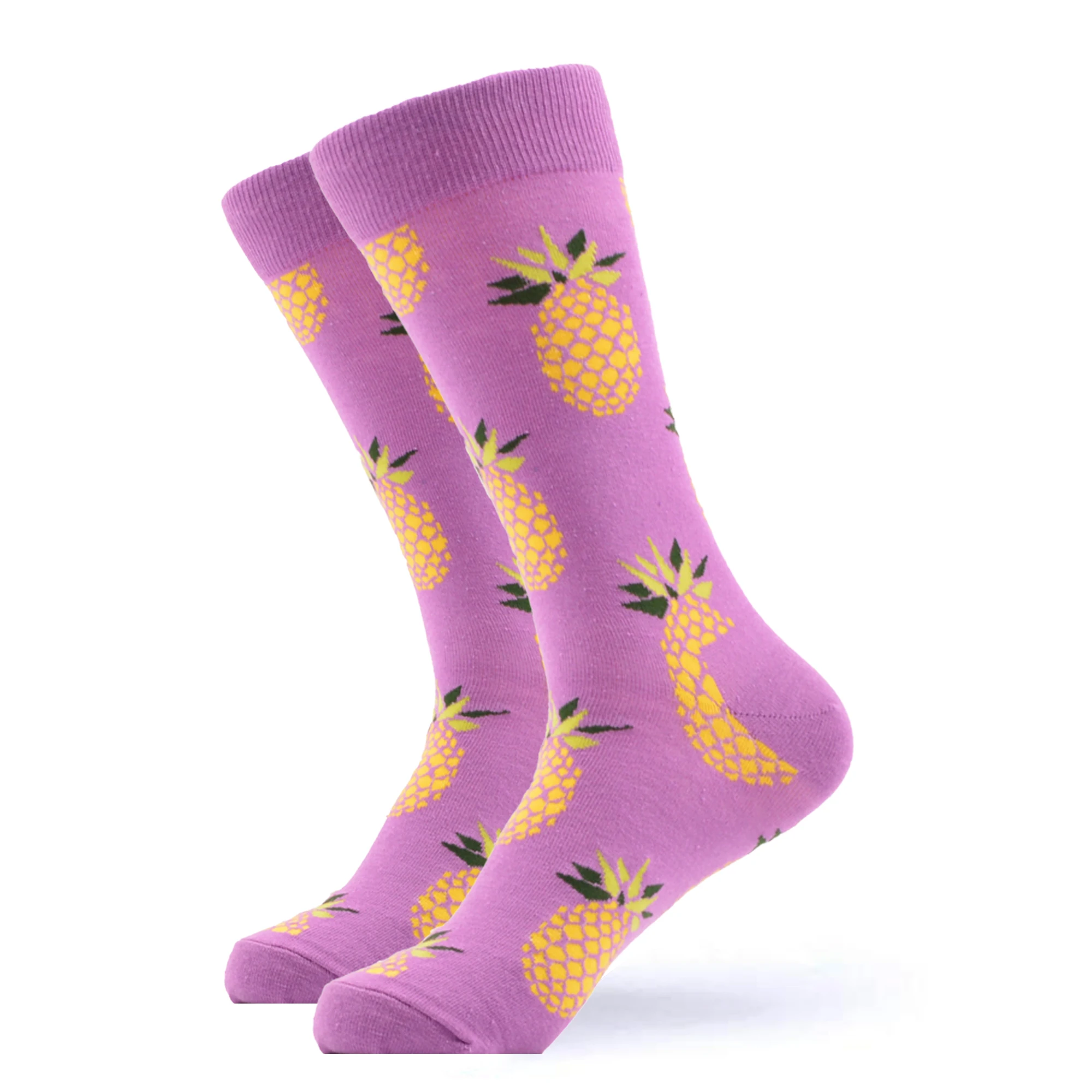 SANZETTI 1 Pair Happy Socks High Quality Gift Men's Colorful Comfortable Combed Cotton Funny Food Fruit Gift Wedding Dress Socks