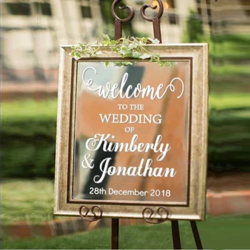 

Customized Wedding Welcome Mirror Vinyl Sticker, Wedding Sign Wall Stickers,Celebration /Baptism/ Birthday Sign wedding decora