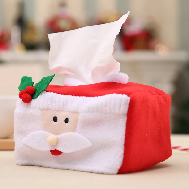 

Christmas Tissue Box Case Santa Claus Xmas Paper Towels Napkin Holder Decoration