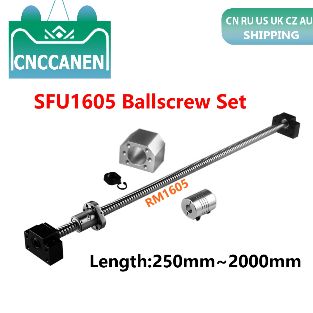 Sfu1605 Rolled Ball Screw C7 End Machined Length 250mm2000mm + Nut