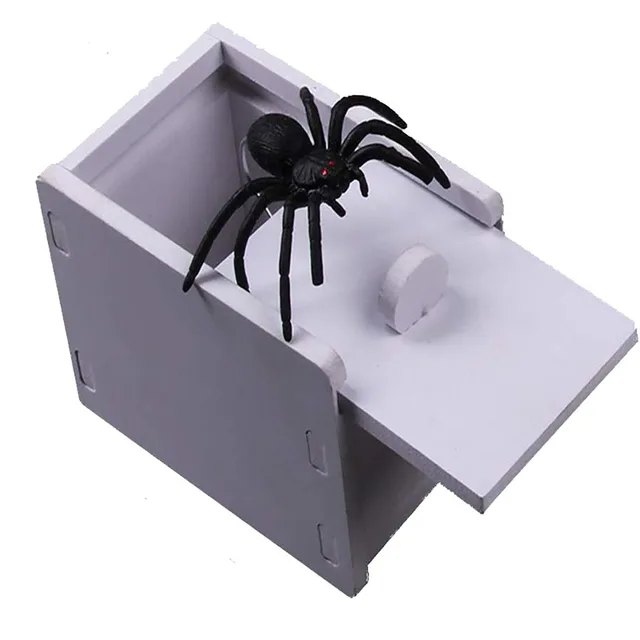 Funny Scare Box Wooden Prank Spider Hidden In Case Great Quality Prank-Wooden Scarebox Interesting Play Funny Play Joke Gift Toy Milky White Spider