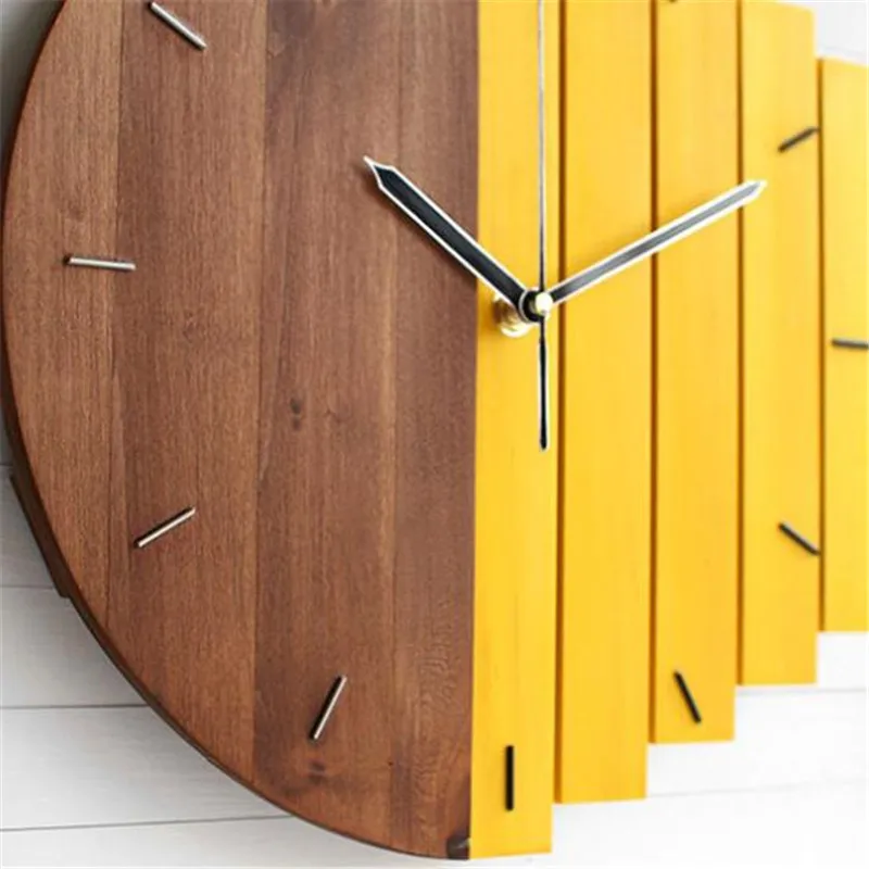 12 дюймов абстрактные промышленные стильные деревянные настенные часы домашний Декор современный дизайн винтажные деревенские стильные часы тихие настенные дизайнерские часы - Цвет: C