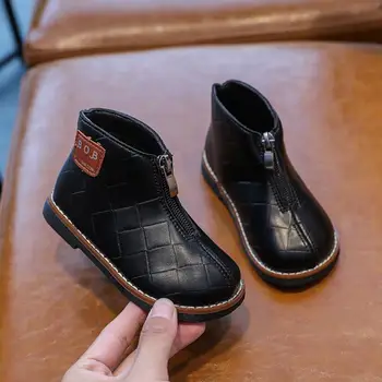 

2020 New Autumn Children Snow Boots PU Leather Waterproof Leather Boots Warm Kids Shoes Girls Boys Rubber Boots Fashion Sneakers