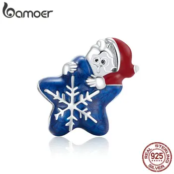 

bamoer Genuine 925 Sterling Silver Santa Claus Metal Beads Charm for Original Women Silver Bracelet DIY Jewelry Making GAC372